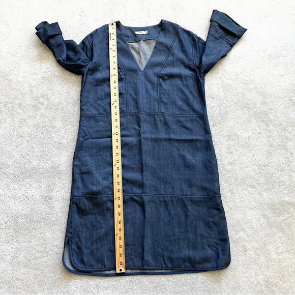 VINCE LYOCELL DENIM CHAMBRAY SHIFT DRESS SIZE XS SOPHISTICATED CHIC MINIMALIST - Picture 10 of 11